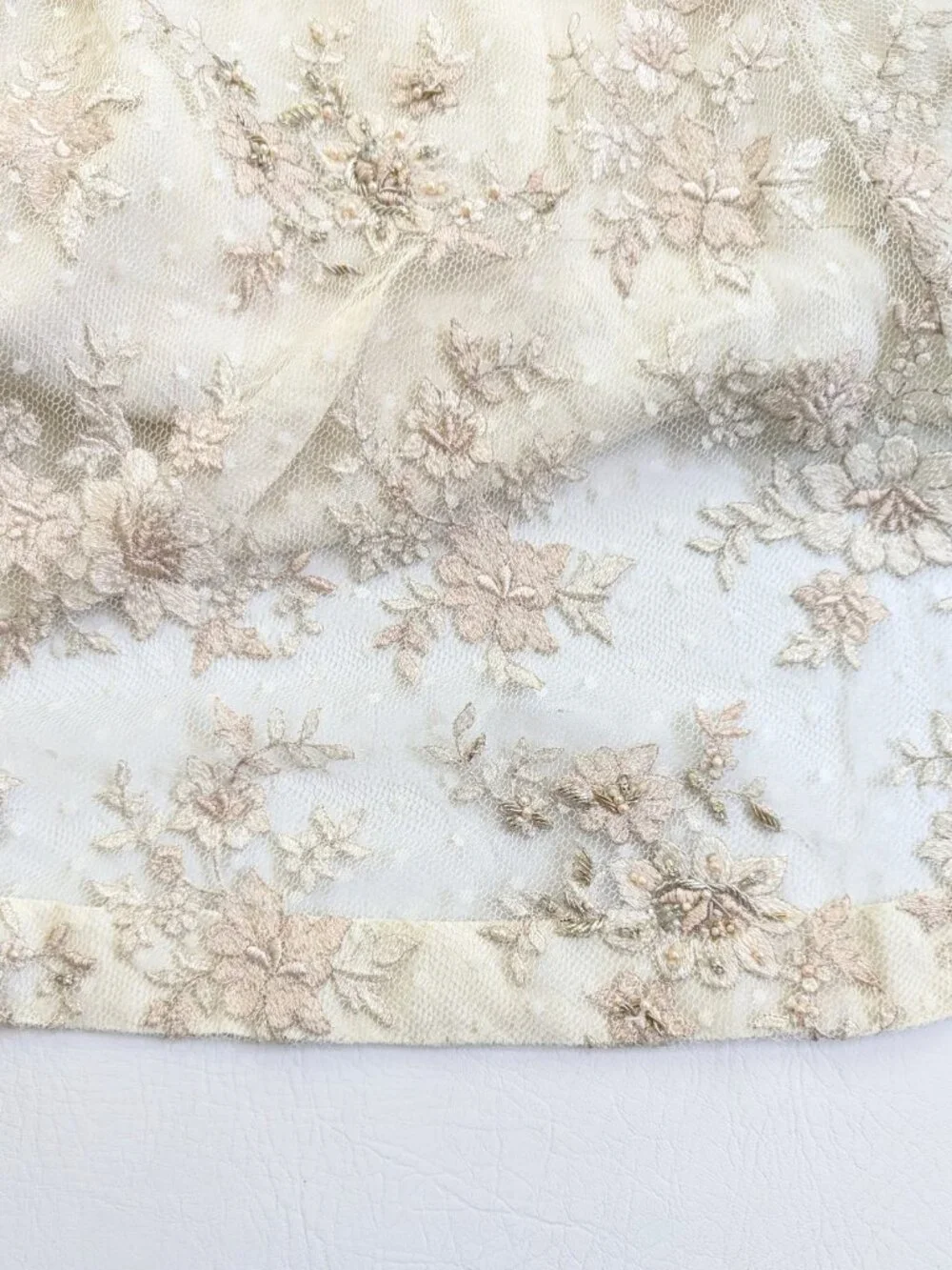 Vintage Handmade Short Lace Wedding Dress With Beading & Crystals Size S Ivory - Picture 9 of 17